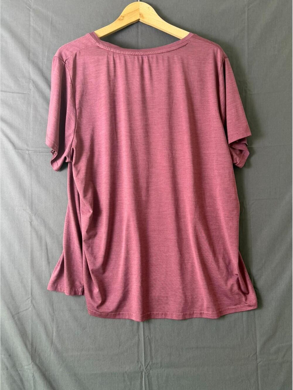 Aeropostale A87 Sport V Neck T Shirt Womens 2X Burgundy Pink Short Sleeve Top - Picture 7 of 7